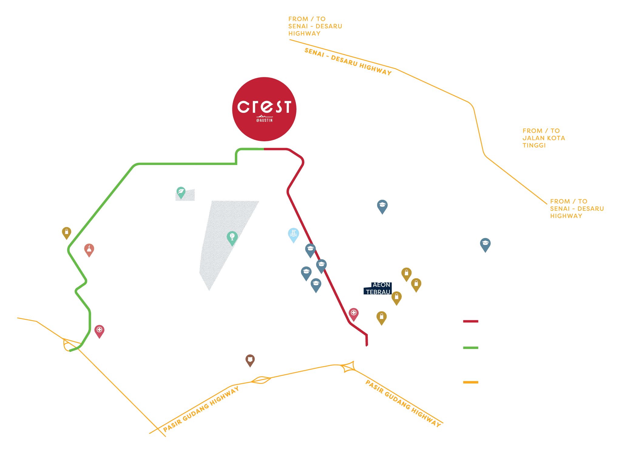 A map showing the location of Crest@Austin with surrounding landmarks