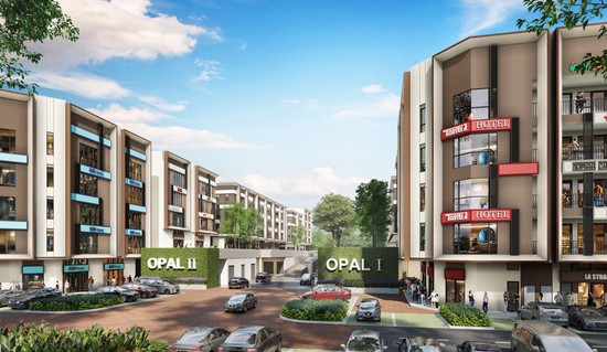 An artist’s impression of Opal Business park showcasing a number of retailers.