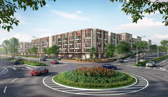 An artist’s impression of a large roundabout at the entry of Opal Business Park.