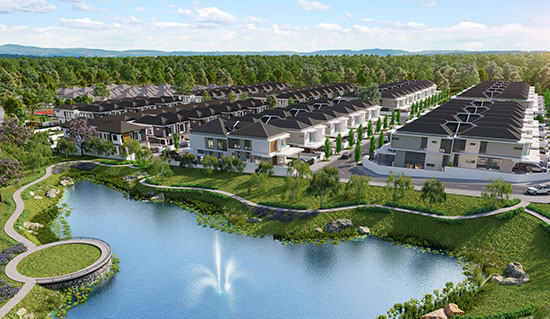Cluster homes next to lake
