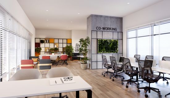 An artist’s impression of a modern co-working space in the Topaz precinct at Crest@Austin.